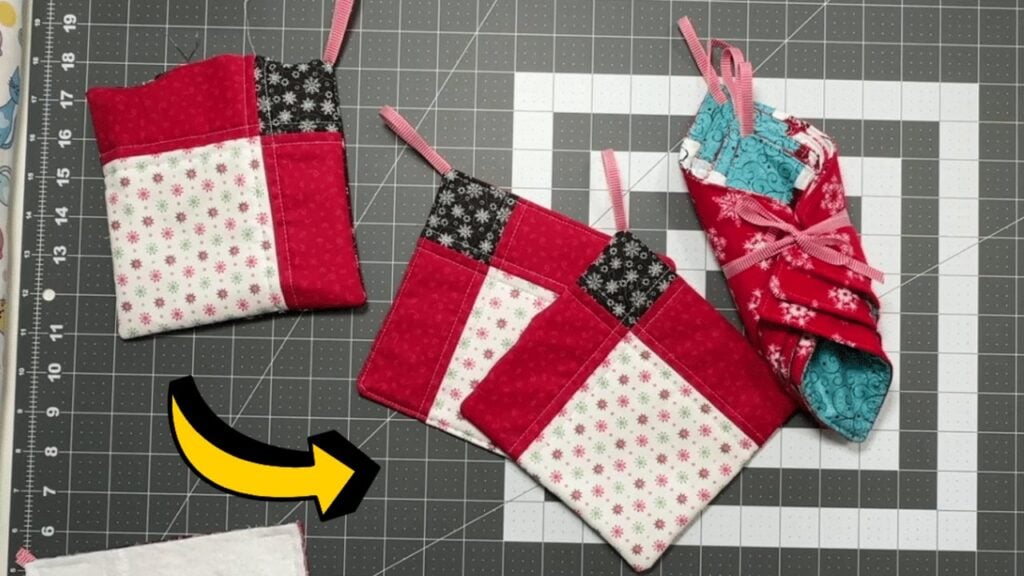 Finished Easy Quilted 9-Patch Potholders, a completed DIY project