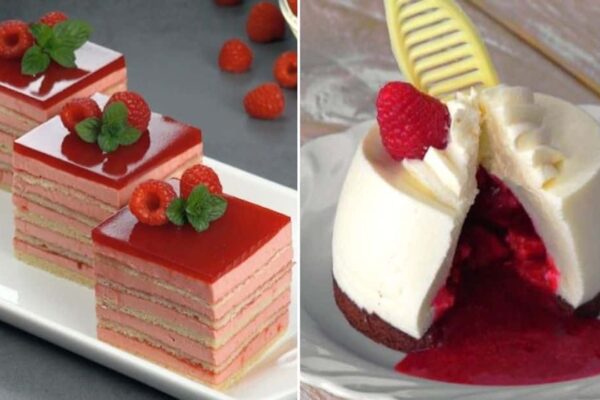 2-Way Creamy Raspberry Cake, homemade and freshly served