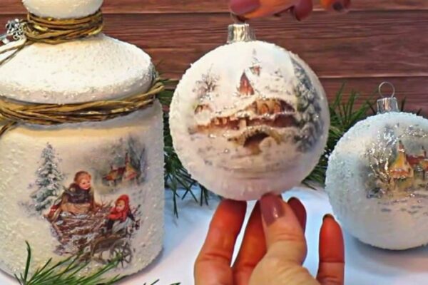 Finished Easy Recycled Glass Jar Christmas Décor, a completed DIY project