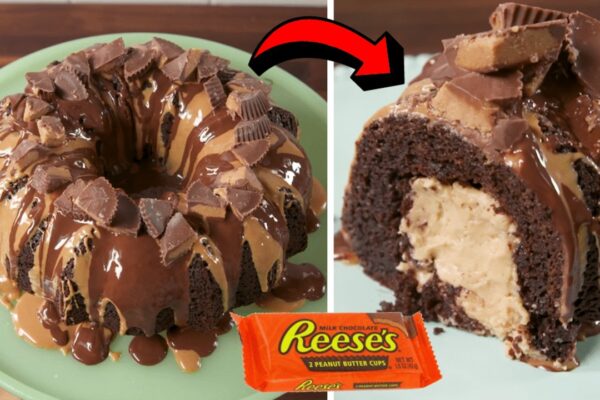 Easy No-Fail Reese's Bundt Cake, homemade and freshly served