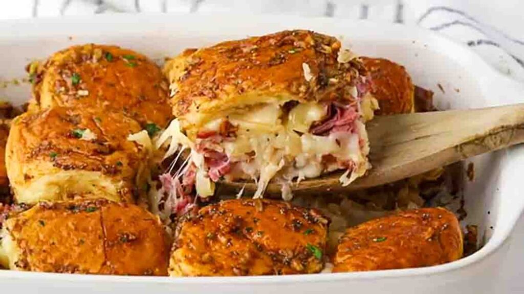 Easy Reuben Sliders, homemade and freshly served