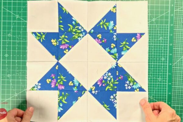 Finished Easy Ribbon Star Quilt Block, a completed DIY project
