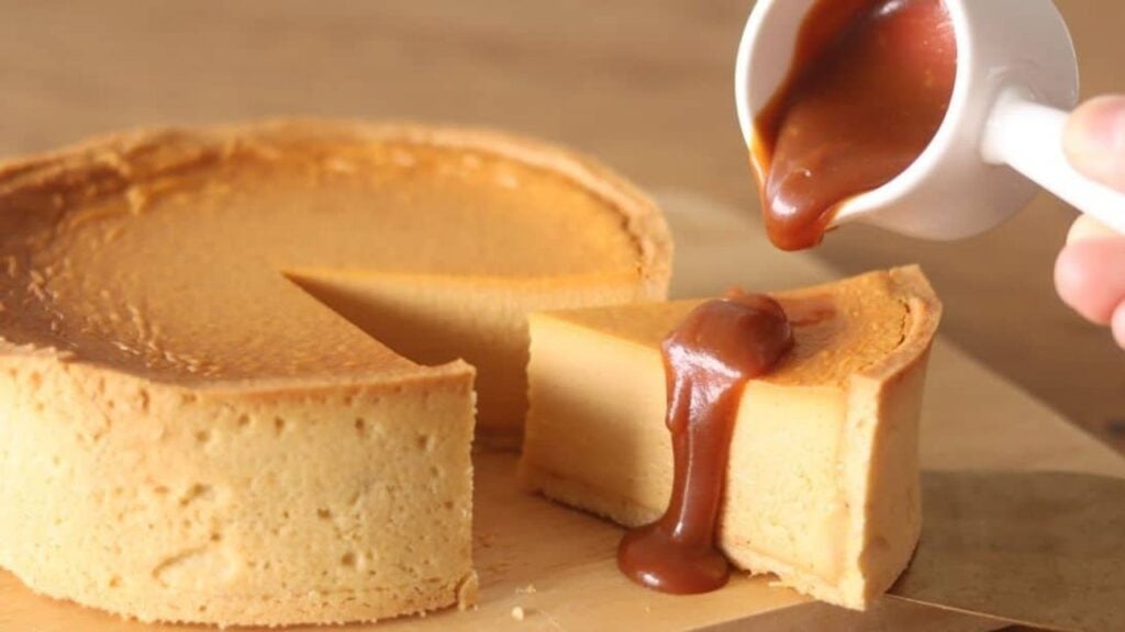 Rich Caramel Cheesecake Tart, homemade and freshly served