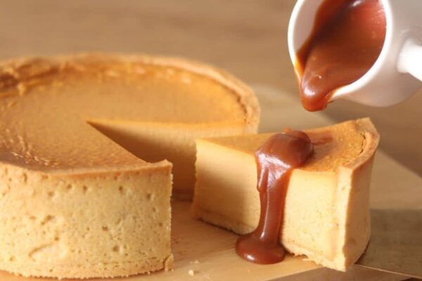 Rich Caramel Cheesecake Tart, homemade and freshly served