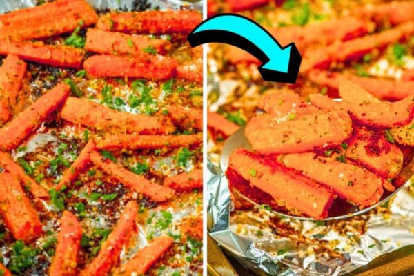 Easy Garlic Parmesan Roasted Carrots, homemade and freshly served
