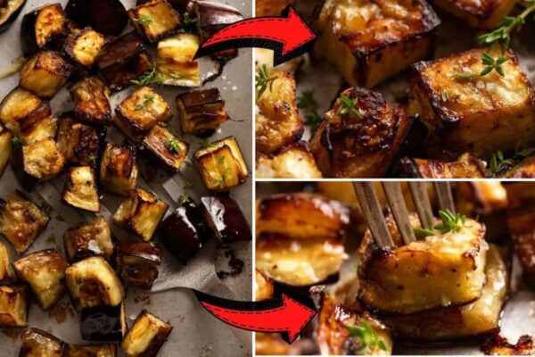 Delicious 4-Ingredient Roasted Eggplant, homemade and freshly served