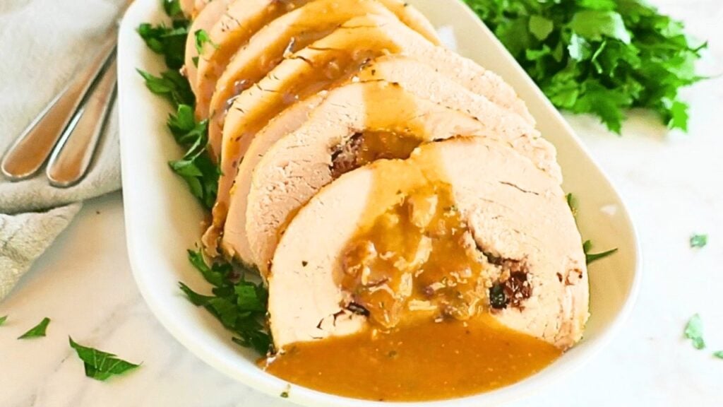 Roasted Turkey Breast with Cranberry, homemade and freshly served