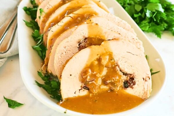 Roasted Turkey Breast with Cranberry, homemade and freshly served