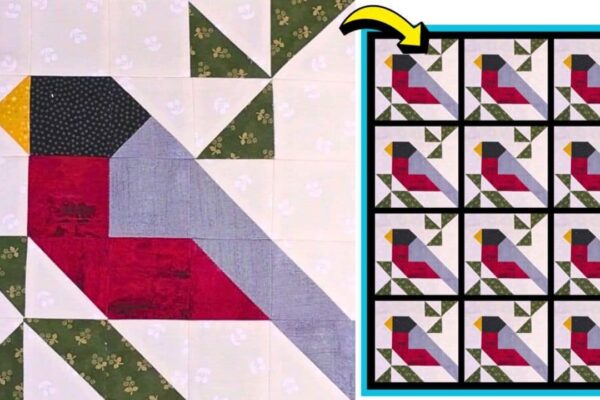 Finished Easy-to-Make Robin Quilt Block (with Free Pattern), a completed DIY project