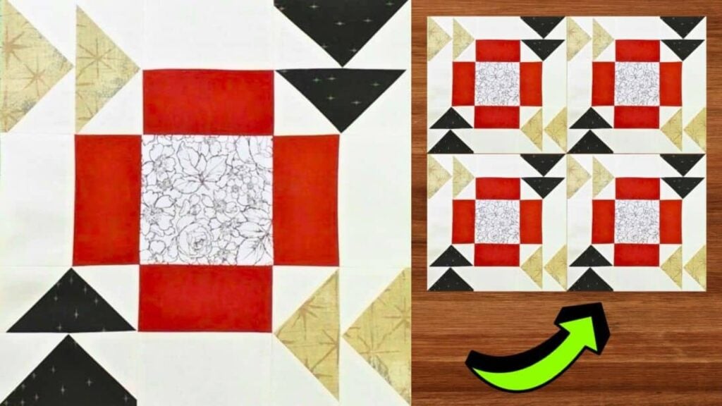 Finished Easy Roundabout Quilt Block for Beginners, a completed DIY project