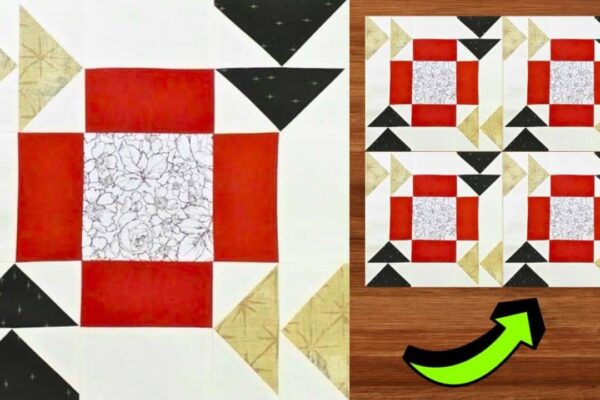 Finished Easy Roundabout Quilt Block for Beginners, a completed DIY project