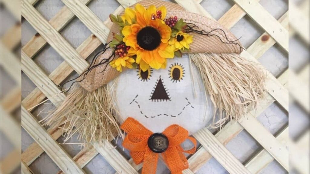 Finished Super Easy Scarecrow Wreath, a completed DIY project