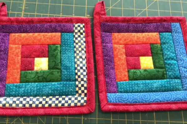 Finished Scrapbuster Log Cabin Potholders Sewing, a completed DIY project