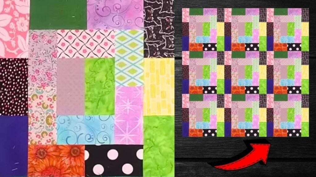 a Scrappy Jelly Roll Quilt Block, homemade and freshly served