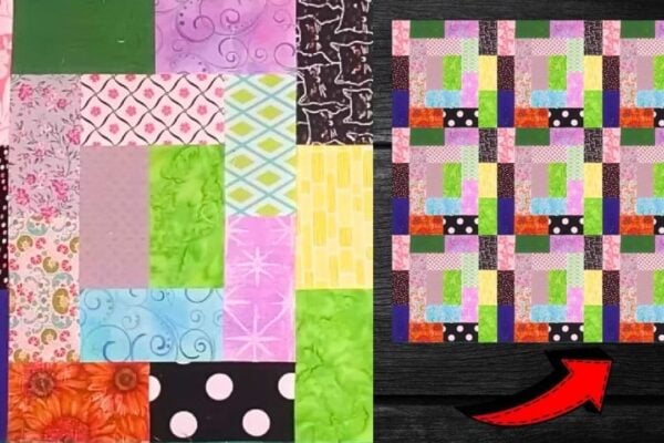 a Scrappy Jelly Roll Quilt Block, homemade and freshly served