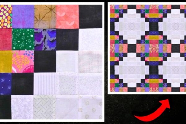 Finished Beginner-Friendly Scrappy Log Cabin Quilt Block, a completed DIY project