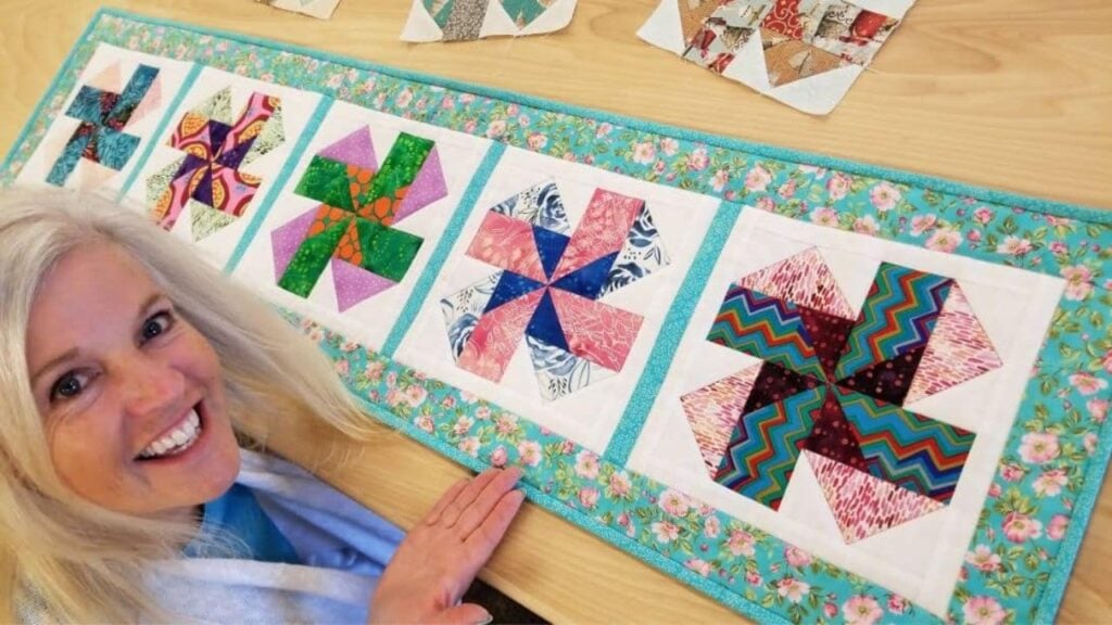 Finished Scrappy Table Runner Using Leftover Fabrics, a completed DIY project