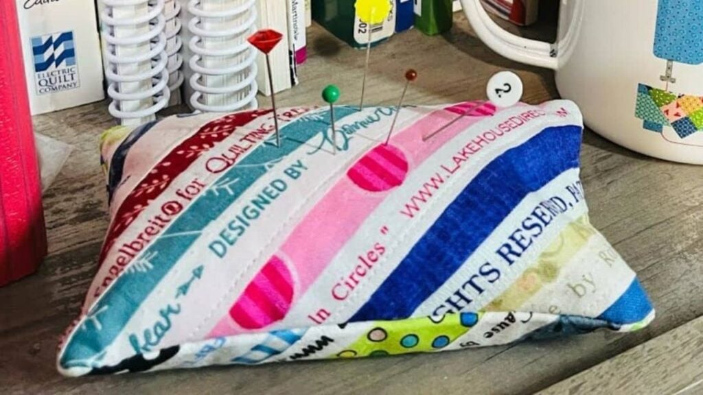 Finished Easy-to-Sew Selvage Pincushion, a completed DIY project