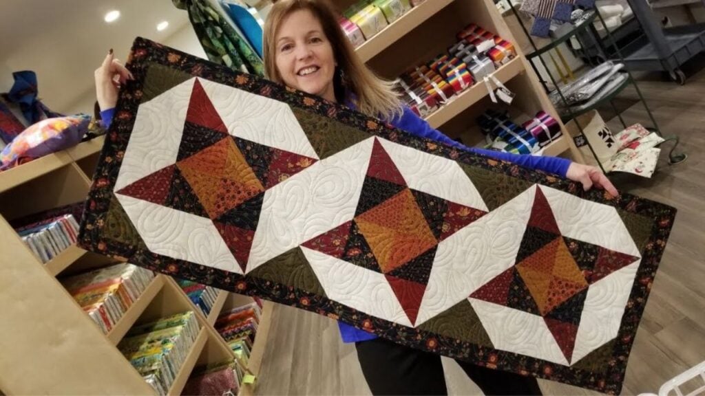 Finished Easy Shining Star Table Runner Quilt, a completed DIY project