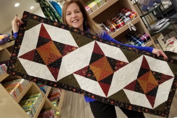 Finished Easy Shining Star Table Runner Quilt, a completed DIY project