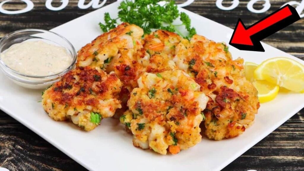 Easy Mouthwatering Shrimp Cakes w/ Tasty Dipping Sauce, homemade and freshly served