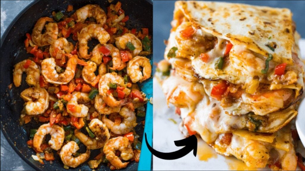 Easy Shrimp Quesadilla, homemade and freshly served