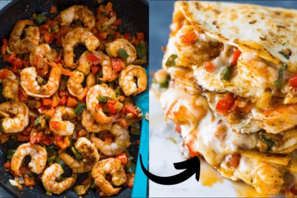 Easy Shrimp Quesadilla, homemade and freshly served