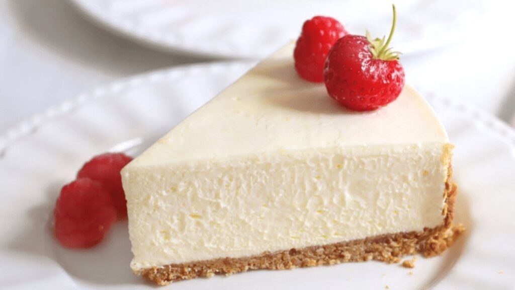 5-Ingredient No-Bake Cheesecake, homemade and freshly served