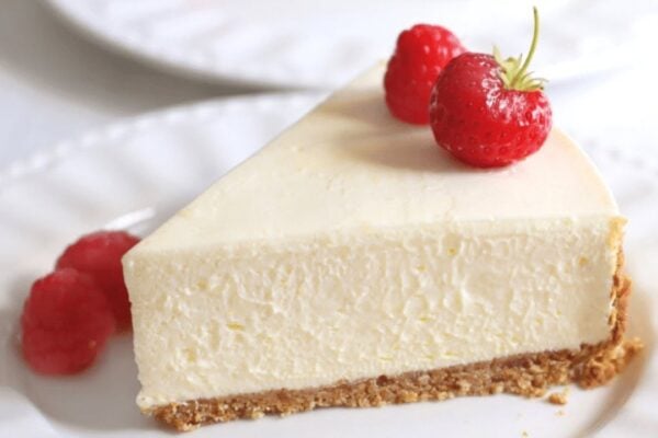 5-Ingredient No-Bake Cheesecake, homemade and freshly served
