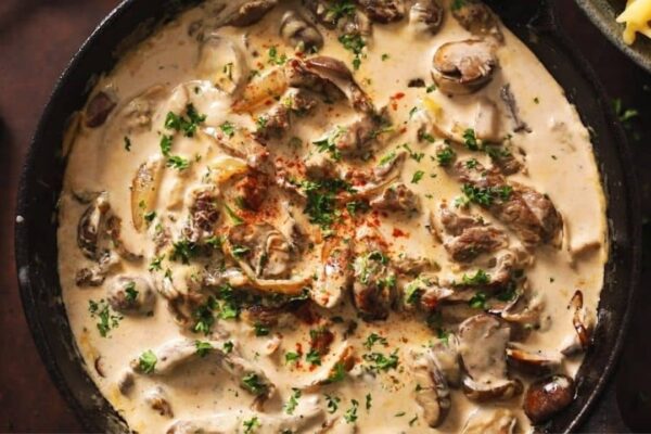 Easy Skillet Beef Stroganoff, homemade and freshly served