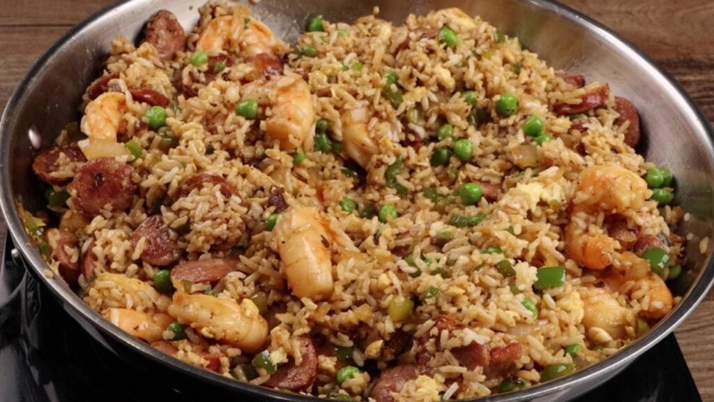 Easy Skillet Cajun Fried Rice, homemade and freshly served
