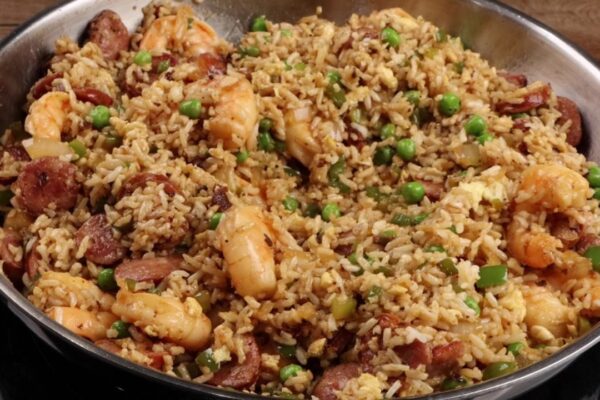 Easy Skillet Cajun Fried Rice, homemade and freshly served