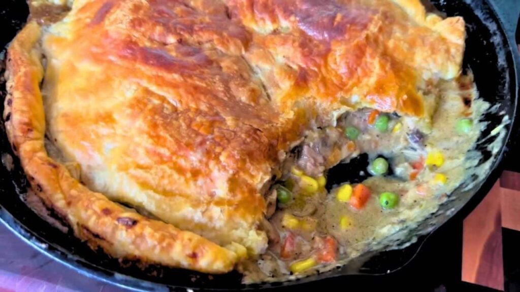 Easy Skillet Chicken Pot Pie, homemade and freshly served