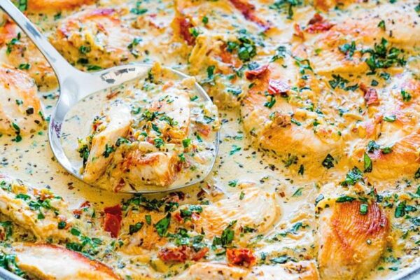 Easy Skillet Creamy Tuscan Chicken, homemade and freshly served