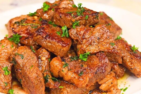 Simple Skillet Garlic Butter Steak Bites, homemade and freshly served