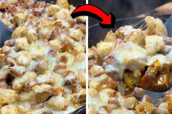 Easy Skillet Garlic Parmesan Chicken Potato, homemade and freshly served