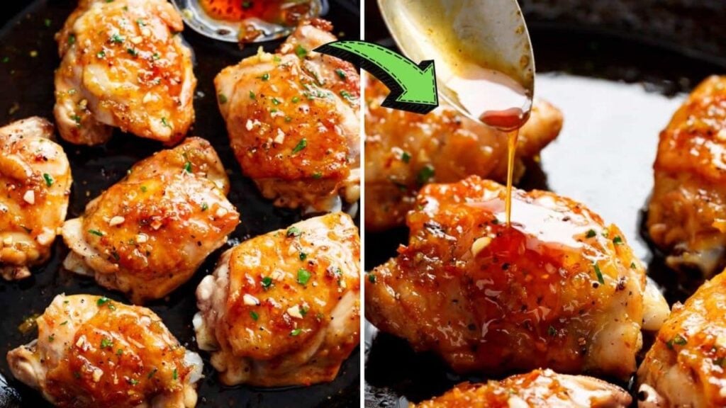Easy Skillet Honey Garlic Chicken Thighs, homemade and freshly served