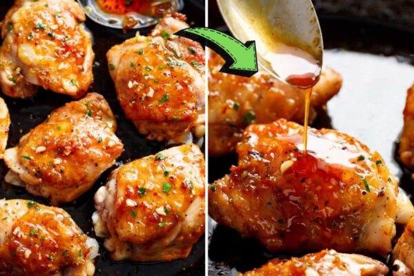 Easy Skillet Honey Garlic Chicken Thighs, homemade and freshly served
