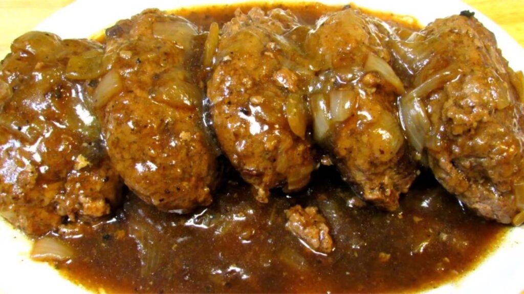 Easy Skillet Salisbury Steak In Onion Gravy, homemade and freshly served