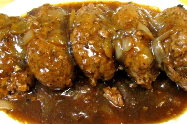 Easy Skillet Salisbury Steak In Onion Gravy, homemade and freshly served