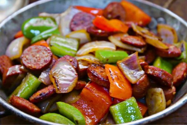 4-Ingredient Skillet Sausage & Pepper, homemade and freshly served