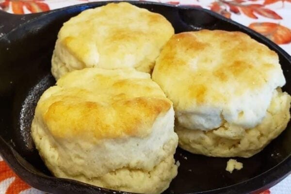 2-Ingredient Skillet Biscuits, homemade and freshly served
