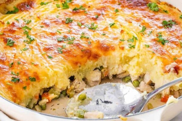 Easy-to-Make Skillet Turkey Shepherd’s Pie, homemade and freshly served