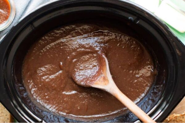 Easy Slow Cooker Apple Butter, homemade and freshly served
