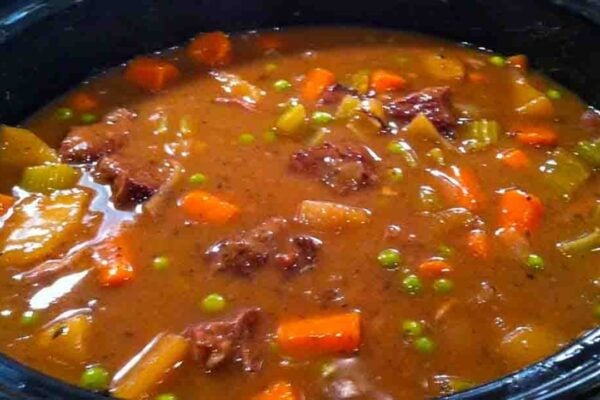 Easy Slow Cooker Beef Stew, homemade and freshly served