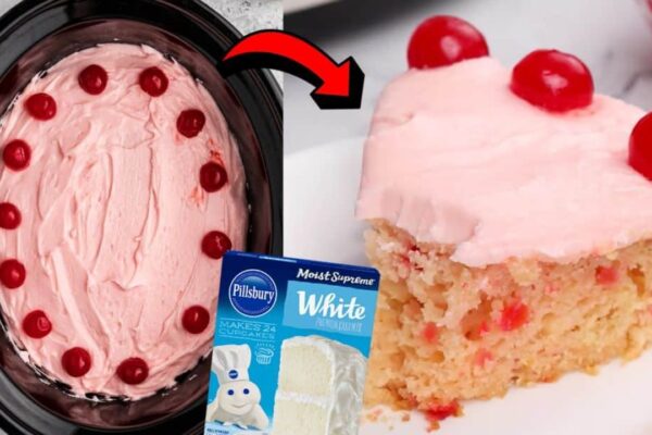 Easy Slow Cooker Cherry Chip Cake, homemade and freshly served