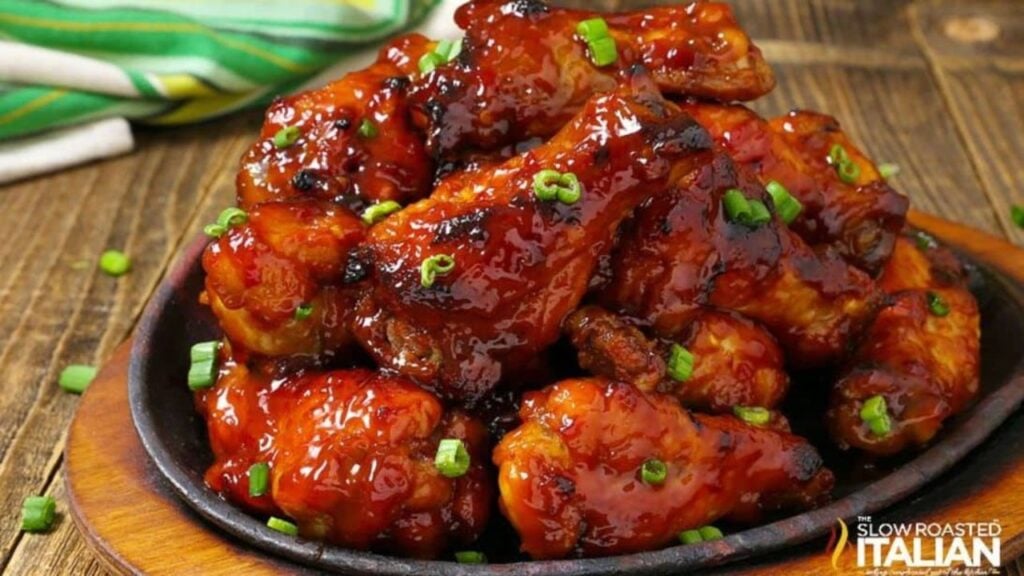 Slow Cooker Sweet & Spicy Barbecue Wings, homemade and freshly served