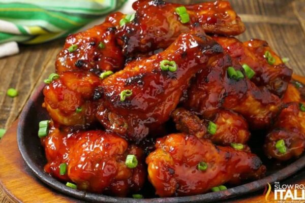 Slow Cooker Sweet & Spicy Barbecue Wings, homemade and freshly served