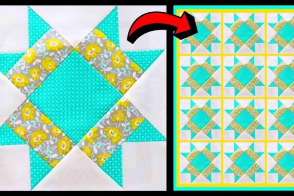 Finished Easy Slow Summer Star Quilt Block, a completed DIY project