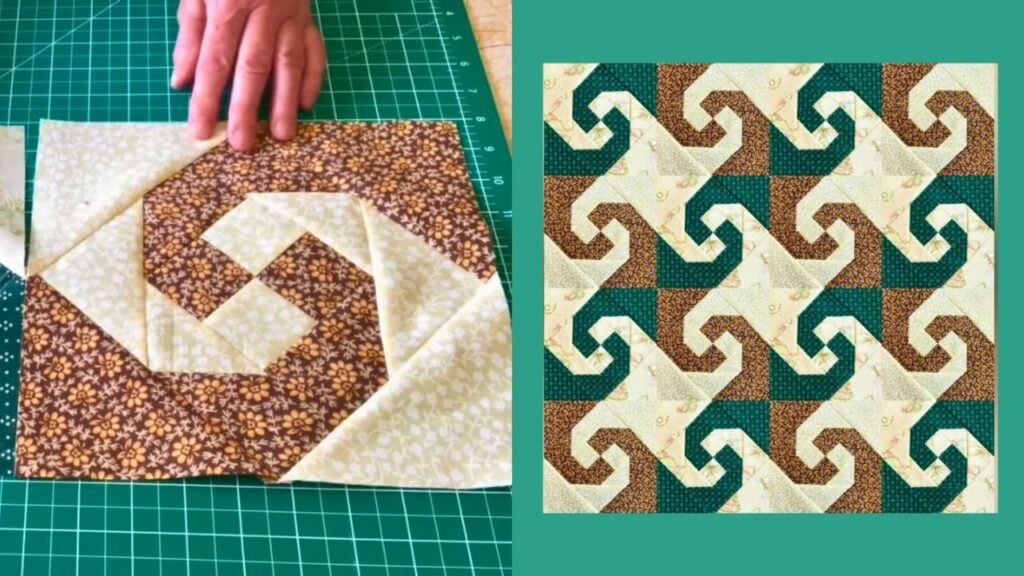 Finished Easy Snail Trail Patchwork Quilt Block, a completed DIY project